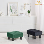BRIAN & DANY Small Foot Stool, Linen Foot Stools with Legs, Stable Small Footstool for Living Room, Green