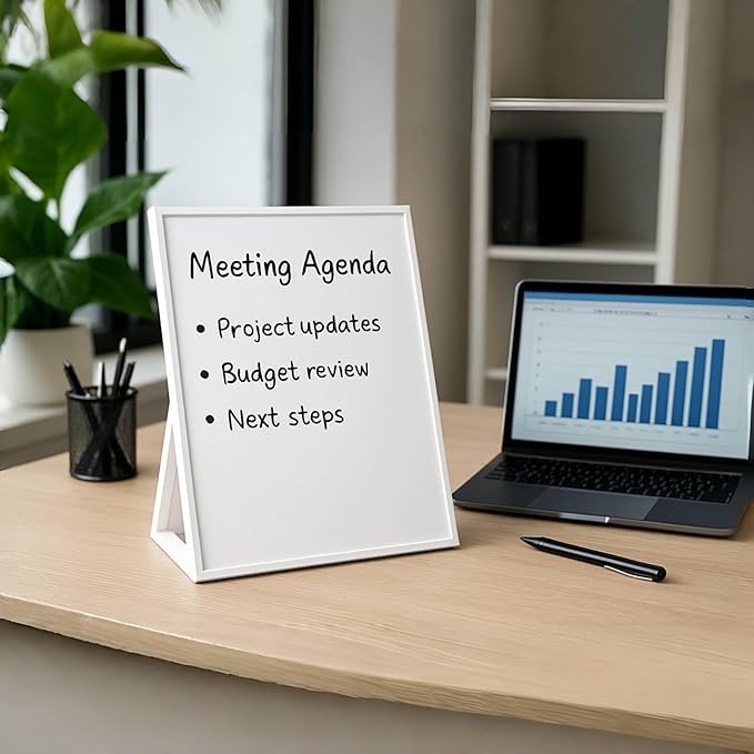 Dry Erase Board, Small Whiteboard with Stand, A4 Size 11.7 x 8.3 Inches with Two Dry Erase Markers