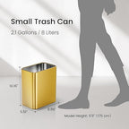 Cesun Small Bathroom Trash Can 2.1 Gallon Wastebasket, Modern Metal Garbage Can Office Waste Basket, Gold Stainless Steel Trash Bin for Bedroom, Home Office, Toilet, rv, Near Desk, Under Sink