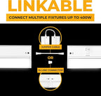 LED Under Cabinet Lighting Hardwired - 3CCT 32 Inch White Finish - Undercabinet Lights for Kitchen - Linkable Undercounter Dimmable Plug in Light or Hard Wired - Under Counter Fixture Direct Wire