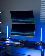 VIVO Pneumatic Arm Dual Ultrawide Monitor Extra Tall Desk Mount for Up to 49 inch Screens, Heavy Duty Clamp, Holds 2 Ultra Wides Up to 44 lbs, Black, STAND-V120K