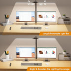 SIBRILLE LED Desk Lamp for Home Office - Dimmable Computer Desk Light with Clamp, Modern Architect Task Lamp with Color Changing, Flexible Desktop Lamp with Gooseneck for Monitor, Double Head, Black