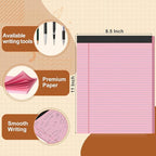 2 Pack Legal Pads 8.5 X11, College Ruled Notebook, 100 Sheets Pink Note Pad, Writing Pads 8.5x11, Tear Off Notepad, Lined Paper, Notebook Paper for Office Home School, 50 Sheet/Pad