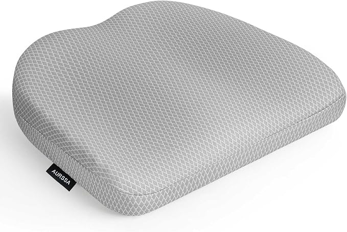 Aurssa Air Fiber Office Chair Cushion - Ergonomic Seat Cushion for Orthopedic Coccyx, Relief Hip & Back Support - Doctor Recommended Cushion for Long Sitting Worker Driver & Handicapped (Light Grey)