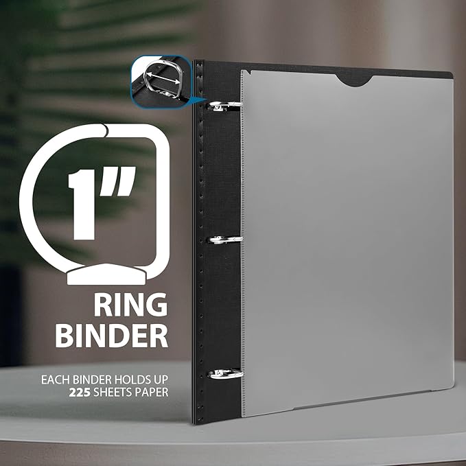 WOT I Telescoping 3 Ring Binder 1 Inch, Expandable Binder - Patented Design for Easy Portability, Holds Up 225 Sheets, Perfect for School, Office&Home Organization, Black