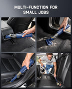 Fanttik Slim V8 APEX Car Vacuum, 4-in-1 Portable Mini Cordless Vacuum with 19000pa Suction Power, Type-C Charge, 2 Suction Modes, Handheld Vacuum for Small Jobs, Car, Office Desk, Keyboards (Blue)