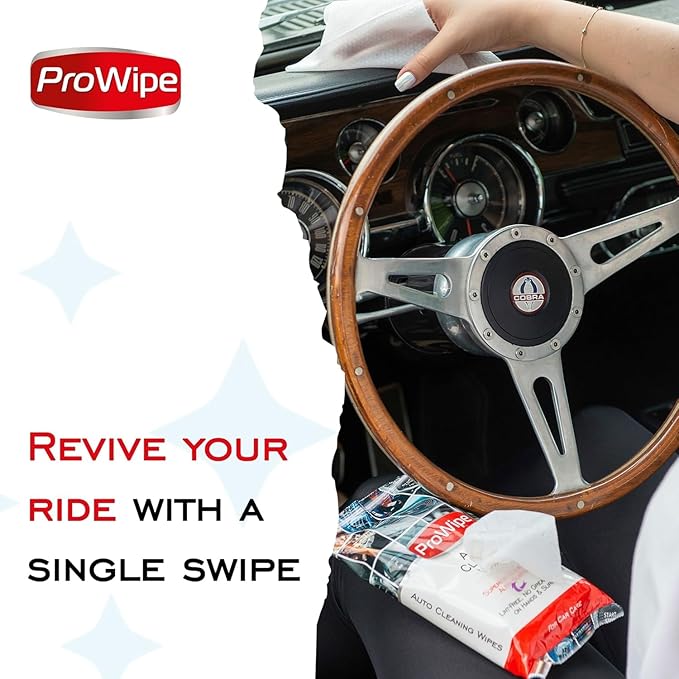 ProWipe Car Cleaning Wipes - Car Interior Cleaner, Dashboard Cleaner, 2x40-80 Count, Residue-Free Wipes for Interior Surfaces, From Dashboard to Leather Seats, Must Have Accessories
