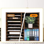 EasyPAG Wooden Literature Organizer with Adjustable Shelves, 36 Compartments Office Paper Organizer Storage 18000 Sheets Letter Size Paper, Student Mailbox for Classroom, Archaize