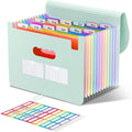 ThinkTex Accordion File Organizer, 12 - Pocket Expanding File Folders for Paper Receipts, Bills&Taxes Organizer, Letter/A4 Size Document Holder for School, Office, Home with tabs-Sage Green