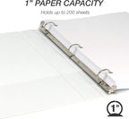 Samsill Durable 1 Inch Binder, Made in the USA, Round Ring Customizable Clear View Binder, White, 8 Pack (S88437)