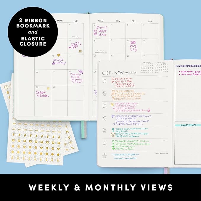 PAPERAGE 2026 Weekly & Monthly Planner, 12 Months (January 2026 - December 2026), 5.6 in x 8 in, Hardcover 2026 Planner with Weekly & Monthly Spreads, Note Pages, Stickers & Back Pocket – Lavender