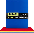 Hygloss Large Colored Poster Board 22x28 - 25 Assorted Standard Color Poster Boards Bulk Pack - Red, Yellow, Green, Blue, Black - 10 Pt. Thickness Poster Board Paper - Posterboard Multipack 22" x 28"