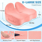 CushZone Seat Cushion, Memory Foam Office Chair Seat Cushion for Office Chairs/Car/Long Trip/Desk Chair/Gaming, X-Large Size for Sciatica & Hip & Tailbone Pain Relief, Sciatica Support (Pink)