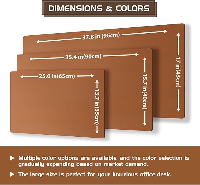 Aothia Double-Sided Desk Pad, 37.8"x17" Leather Desk Mat, Eco Cork Desk Pad Protector,Large Mouse Pad,Waterproof Desk Blotter for Office/Home(Brown)