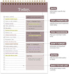 104 Pgs To Do List Notepad, 52 Undated Sheets Duplex-printed Daily Planner For Work Home School Office Desk Accessories Supplies & Goal Setting Tasks -Brown