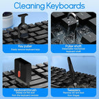 Keyboard Cleaning Kit Laptop Cleaner, 32-in-1 Computer Screen Cleaning Brush Tool, Multi-Function PC Electronic Cleaner Kit Spray for iPad iPhone Pro, Earbuds, Airpods, Camera Lens, Monitor (Black)