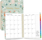 SUNEE 2026-2027 Planner - 24 Months (Jan 2026 - Dec 2027) - 7"x10" Monthly Spreads & Yearly Planner, Green Wildflowers