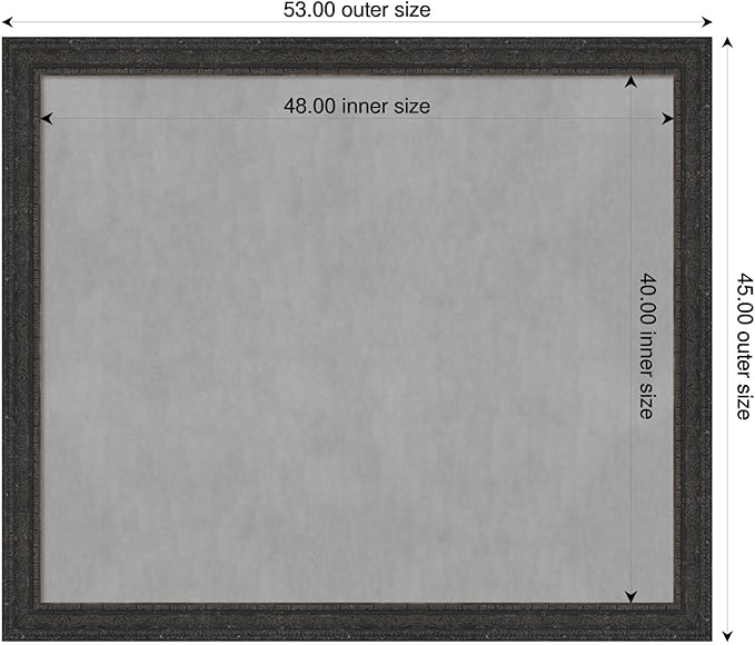 Amanti Art Black Framed Magnetic Board 45x53 Oversize Vision Board for use with Magnets, 100% Metal Sheet to Display Items as Office Decor or for Home Organization in mudroom, Kitchen or Kids Room