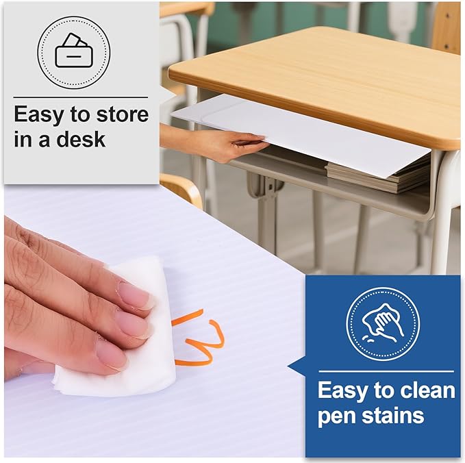ZYINOZOC 12 Pack Desk Dividers for Students,3-Fold Privacy Screens,Testing Dividers for Classroom Waterproof,Plastic Easy Clean Privacy Shields for Student Includes Extra Labels