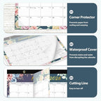 Desk Calendar 2026, Monthly Desktop Large Calendar (Jan 2026 - Jun 2027) 17" x 12" Desk Wall Planner for Family Teacher School Office Supplies, Vintage Floral