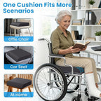 ComfyInLove Wheelchair Seat Cushion - Cooling Gel & Memory Foam Office Chair Cushion with Non-Slip Bottom & Washable Cover, Ergonomic Car Seat Pillow for Sciatica, Tailbone, Back Comfort (Grey)
