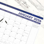 PAPERAGE 2026 Calendar, 12 Months (January 2026 - December 2026), Large (17 in x 22 in), Minimalist Wall and Desk Calendar with Monthly Views, Yearly Plans & Notes Section – Navy