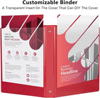 CIXILDTS 1-Inch Round Ring Binder, Standard 3 Ring Binder Fit Letter Size Paper, Presentation View Binders, 6-Pack, Red