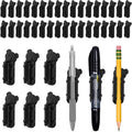 VZZNN 40 Pack Adhesive Pen Holder Clips, Silicone Pencil Holders for Desk, Wall, Whiteboard & Office Organization, Fits Markers, Pens, Pencils (40 Count, Black)