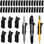 VZZNN 40 Pack Adhesive Pen Holder Clips, Silicone Pencil Holders for Desk, Wall, Whiteboard & Office Organization, Fits Markers, Pens, Pencils (40 Count, Black)