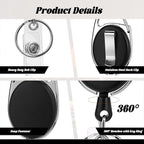 50 Pcs Badge Reels Retractable Heavy Duty Id Badge Holders Retractable Clip Keychain Bulk with Carabiner Lanyard Key Ring for Office Work Employee Nurse ID Card and Keychain