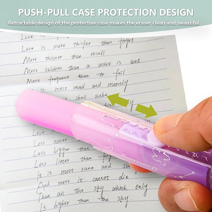 Daphilly Retractable Pencil Eraser, Cute Erasers,Gradient Jelly Eraser,Suitable for School Home Office Supplies (Gradient Jelly)