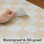 Ohocut Checkered Desk Mat, Large Cute Aesthetic Retro PU Leather Computer Laptop Desk Mat, Non-Slip Waterproof Mouse Keyboard Pad, Desk Writing Mat for Work/Home (Beige, 23.6" x 13.7")