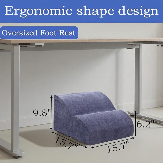 OpyTikar Foot Rest for Under Desk at Work.Multifunctional 3-Tier Foot Stool,with Washable Footrest.for Under Desk,Office Chair Gaming Chair & Sofa,Leg Elevation Pillow,Supports Posture-Light Blue