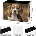 Famame 3D Beagle Dog Pencil Holder for Desk, Leather Desktop Container Pen Cup Storage Study Table Pen Organizer Makeup Brush Holder for Classroom Office Home