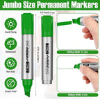 Fuutreo 10 Pack Jumbo Permanent Markers Bulk Large Chisel Tip Permanent Markers Quick Drying Waterproof Big Huge Poster Pens for Office, Logistics Company and More Adult(Grass Green)