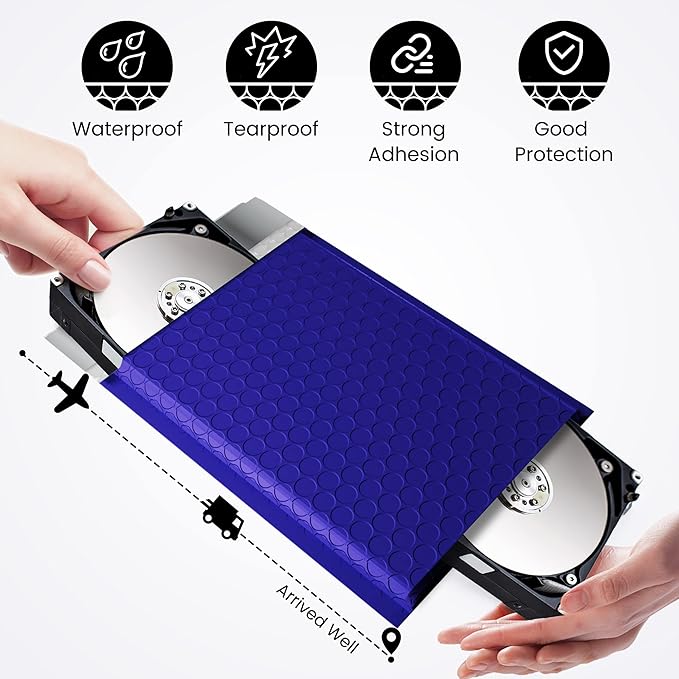 Fuxury Bubble Mailer,100Pcs 6x10" Bubble Mailers Royal Blue Shipping Padded Envelopes Usable Size 6x9" Opaque Mailing Envelopes Bubble Padded for Mailing,Packaging, Small Business,Bulk #0