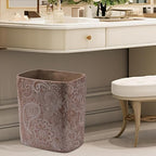 Polytree Boho Flowers Bathroom Trash Can 1.8 Gallon(7 Liter) Small Kitchen Garbage Can,Living Room Bedroom Trash Can, Decor Wastebasket for Home Office,Retro Brown