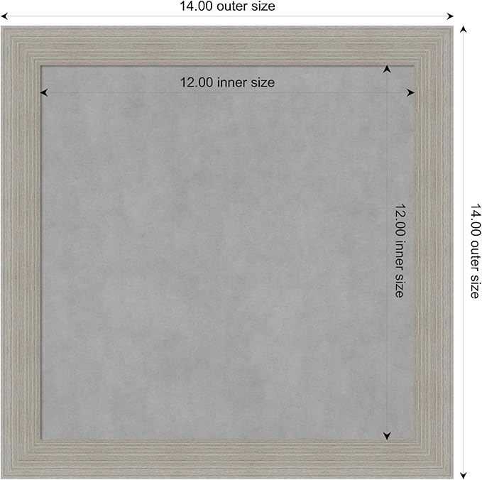 Amanti Art Grey Framed Magnetic Board 14x14 X-Small Vision Board for use with Magnets, 100% Metal Sheet to Display Items as Office Decor or for Home Organization in mudroom, Kitchen or Kids Room