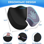CushZone Seat Cushion, Office Chair Cushions, Car Seat Cushion, Non-Slip Sciatica & Back Coccyx Tailbone Pain Relief Chair Pad, Memory Foam Pillow for Computer Desk, Wheelchair, Driving(Black)