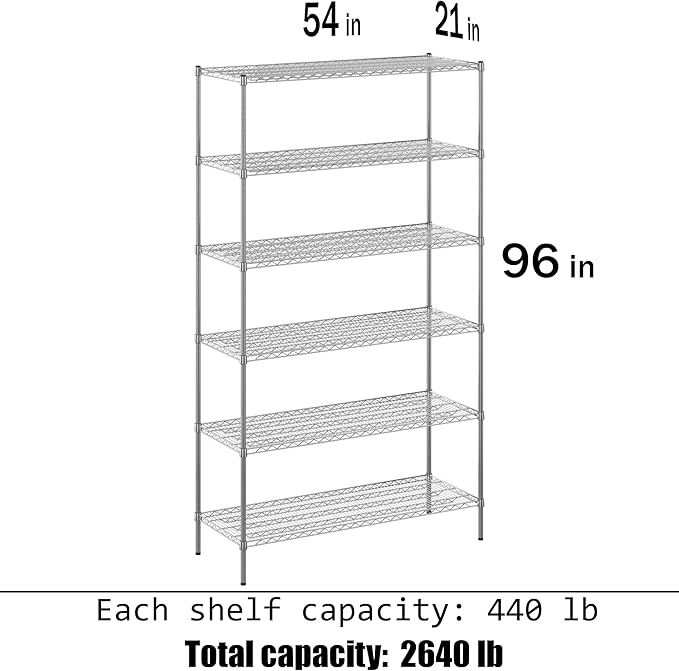 Regal Altair 21" Deep x 54" Wide x 96" Height Wire Shelving Kit | 6-Tier | NSF Commercial Storage Rack Unit