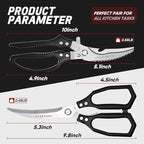 TIVOLI Kitchen Scissors Set Black,Japanese Stainless Steel Kitchen Shears for Food, Heavy Duty Poultry Shears,Meat Scissors for Chicken Bones,Korean BBQ and Turkey,Ideal Gift