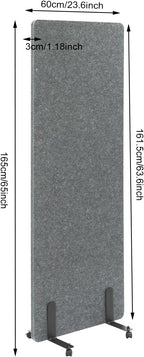 Polyester Desk Dividers, Soundproof Room Divider Office Furniture Partitions, Privacy Desk Panel with Wheels & Screwdriver, Stand Up Freestanding Desk Privacy Panel for Office Classroom(24" x 66")
