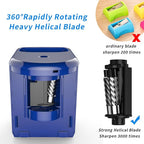 Electric Pencil Sharpener Heavy-Duty Helical Blade Sharpener with Adapter/Battery Operated for No.2/ (6-8mm) Pencils with Auto Stop & Cleaning Brush in School/Classroom/Office (Blue)