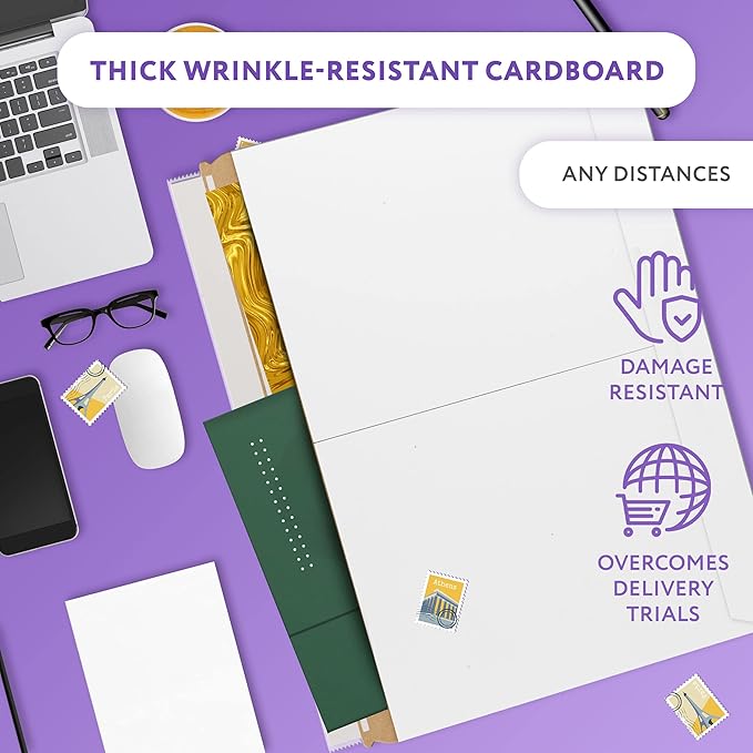 APQ White Rigid Mailers 14 7/8 x 11 7/8 Inches. Pack of 10 Photo Mailer Envelopes. Flat Cardboard Mailers Self-Seal Closure. Sturdy Cardboard Photo Envelope. Recyclable Hard Shipping Envelopes Rigid