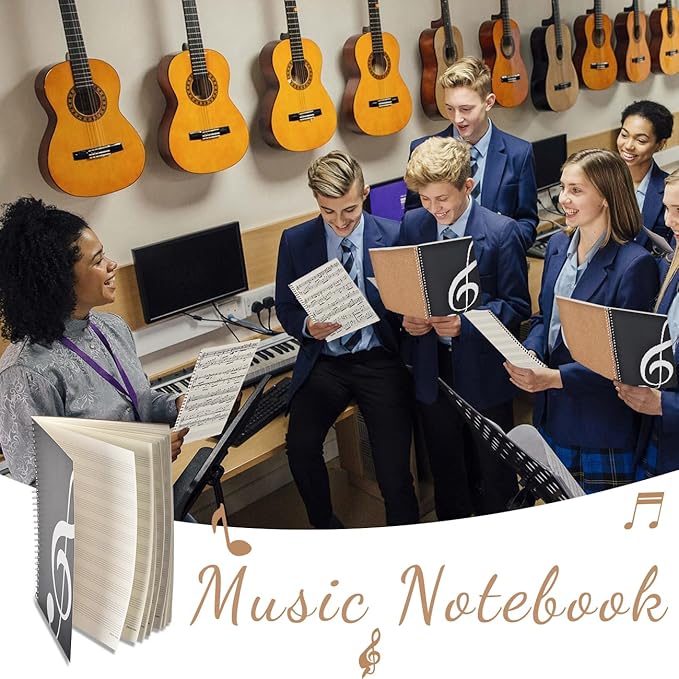 Music Notebook 2 Pack, 100 Sheets/200 Pages Blank Sheet Music Notebook, Staff Manuscript Paper Notebook, Music Writing Composition Notebook, Songwriting Notebook Music Accessories Gift, 26x20cm/10"x8"