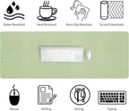 Bloss 47.2" x 16.9" Large Desk Mat, Leather Mouse Keyboard Pad, Non-Slip Writing Pad, Desk Protector for Office, Home - Light Green