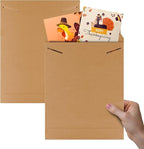APQ Supply Natural Brown Tab Lock Rigid Mailers, 17 x 21 Inch. Pack of 5 Cardboard Envelopes for Photos, Documents. Sturdy Stay Flat Mailers with Tab Lock Closure. Hard Rigid Shipping Envelopes