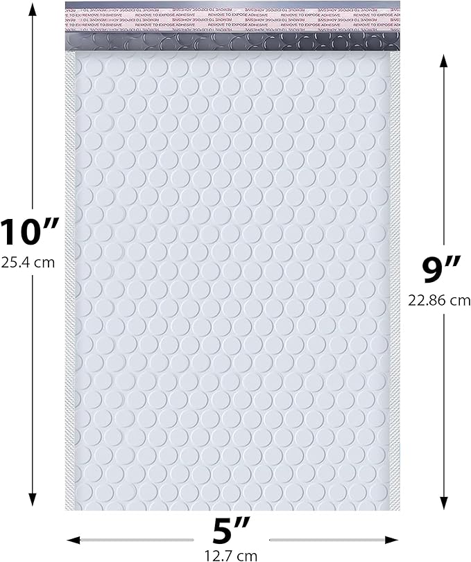 White Small Poly Bubble Mailers 5x10 inch #00 | Self Seal Padded Envelopes | Cushioned Bubble Mailer | Usable Size 5x9 | WaterProof | Lightweight mailing Shipping Bags | 250 Pack Bulk | Made In USA