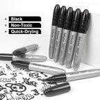 INTUNO Jumo Permanent Markers, 60 Count Black, Chisel tip, Oil-Based Permanent Markers, Waterproof and Fade-Resistant, for Paper, Wood, Metal, Glass and More