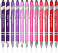 Zonon 12 Pcs Inspirational Pens Bulk Funny Ballpoint Pen with Stylus Tip Motivational Gifts for Valentine's Day Teacher Coworkers Nurse School Office Supplies(Pink Purple Colors,Boss Lady)